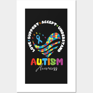 Autism Spectrum Love Support Accept Understand Autism Awareness T-Shirts Posters and Art